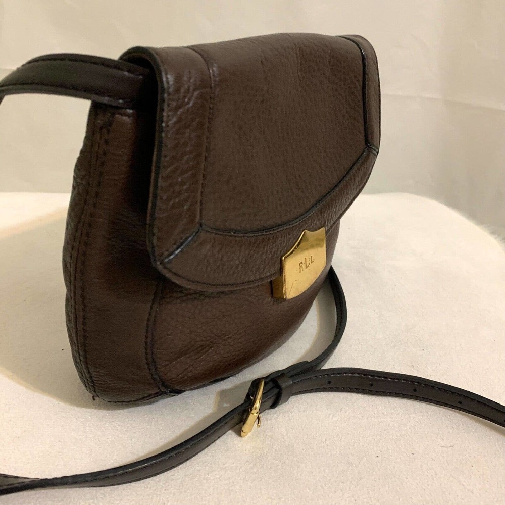 SOLD! POLO RALPH LAUREN Small Mahogany Brown Leather Vintage Flap XBody - Picture 4 of 16